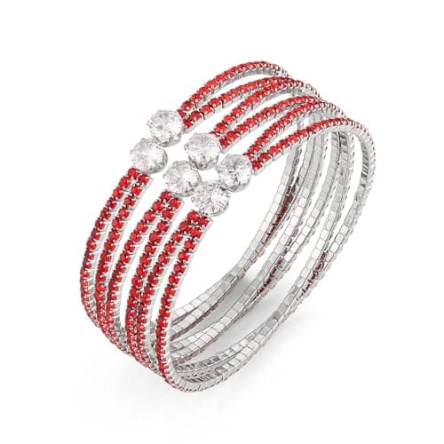 HZMAN Crystal Rhinestone Cuff & Multi-Layer Bracelet for Women Prom Party Wedding