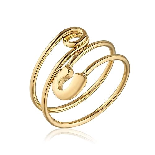 HZMAN 14K Gold Plated Open Stackable Ring for Women Adjustable Thumb Jewelry Gift