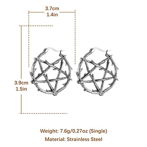 Stainless Steel Pentagram Hoop Earrings for Men and Women