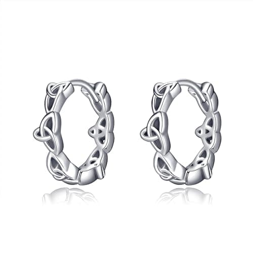 Celtic Knot Hoop Earrings 925 Sterling Silver Vintage Irishmens Women