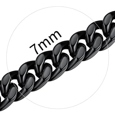ChainsHouse 18K Gold Miami Cuban Chain Necklace, Black, 5mm-14mm Width, Durable Gift Box