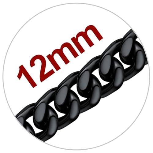 Black 14K Gold-Plated U7 Stainless Steel Cuban Chain, 5mm-12mm, 18-30 inches