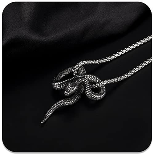 Stainless Steel Snake Pendant Necklace by PEAS Punk Jewelry