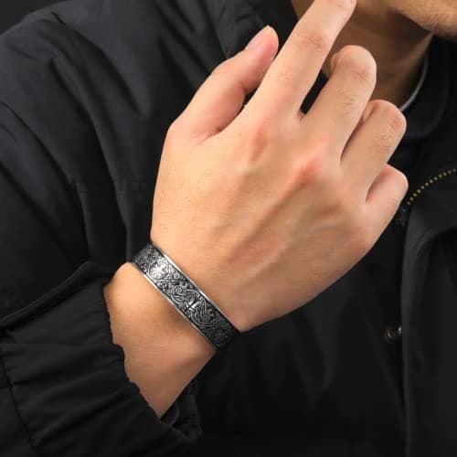 Cooltime Ancient Nordic Tree of Life Odin's Raven Magnetic Bracelet