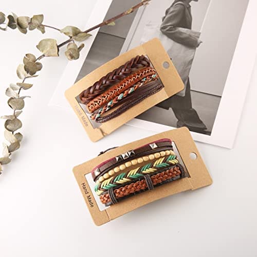 STWTR Mix 8 Wrap Bracelets Hemp Cords Wood Beads