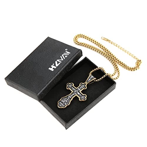 HZMAN Byzantine Cross Necklace for Men and Women