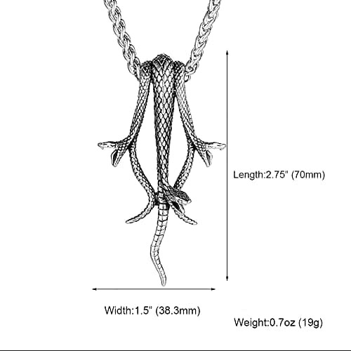 Awinrel Snakes Mamba Surgical Steel Pendant Necklace for All Gender