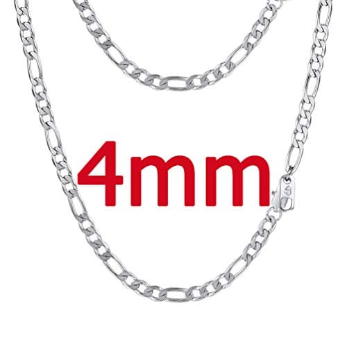 PROSTEEL Black 18K Gold Plated 316L Stainless Steel Figaro Chain Necklace, 14-30inch