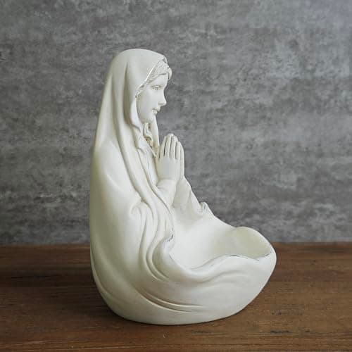 BC BUILDCLASSIC Blessed Virgin Mary Statue, Handmade Renaissance Sculpture, Catholic Home Decor & Rosary Holder