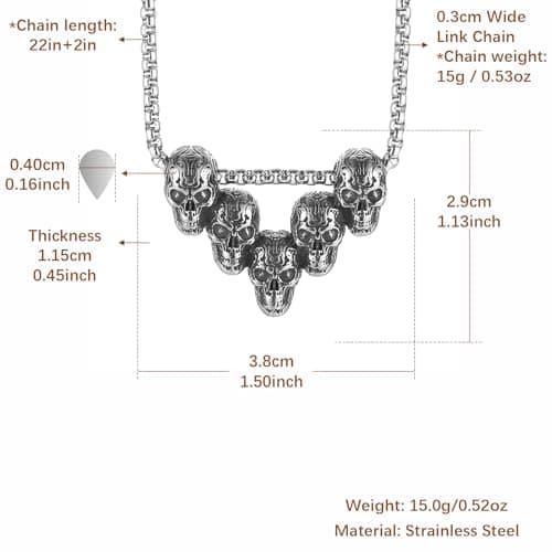 Men's Stainless Steel Gothic Punk Skull Head Necklace – HZMAN Jewelry Gift