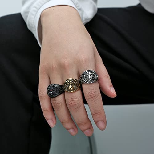 HZMAN Lion Head Shield Biker Ring