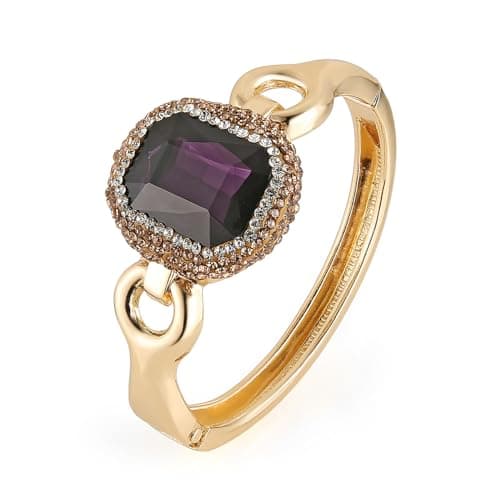 Crystal Rhinestone Bracelet for Women - Retro Antique 18K Gold Plated Cuff - Large Size Jewelry Gift
