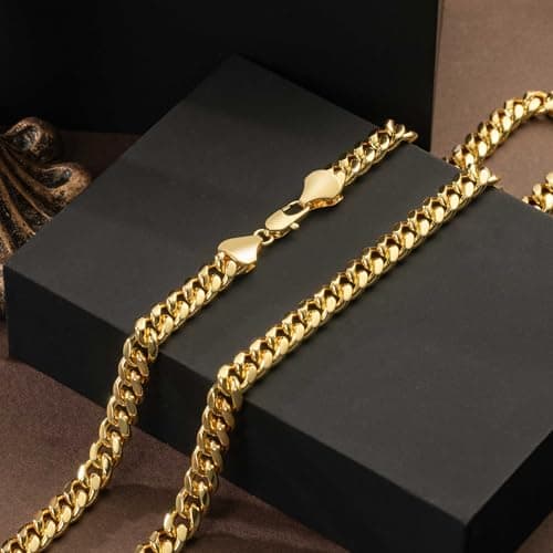 KROMPG 14K Gold Chain Necklace for Men and Women