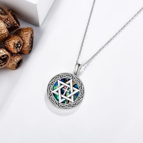 YFN Sterling Silver Celtic Cross & Star of David Pendant Jewelry for Women
