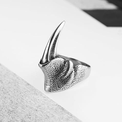 HZMAN Men's Stainless Steel Dragon Claw Gothic Punk Claw Ring Halloween Jewelry Gift