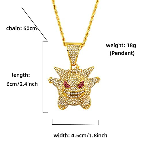 Hilufiet Hip Hop Iced Out Cross Baseball Bat Pendant 18k Gold Plated Necklace Men Women