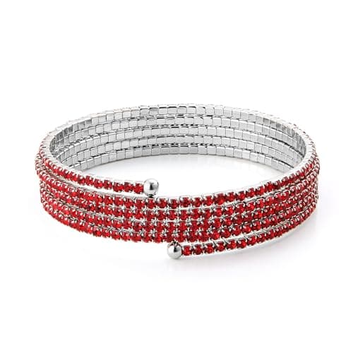 HZMAN Crystal Rhinestone Dainty Multi-Layer Cuff Bracelet for Women Prom Party Wedding