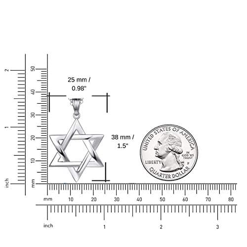 FANCIME Sterling Silver Polished Star of David Pendant Necklace for Men, 19.7-INCH