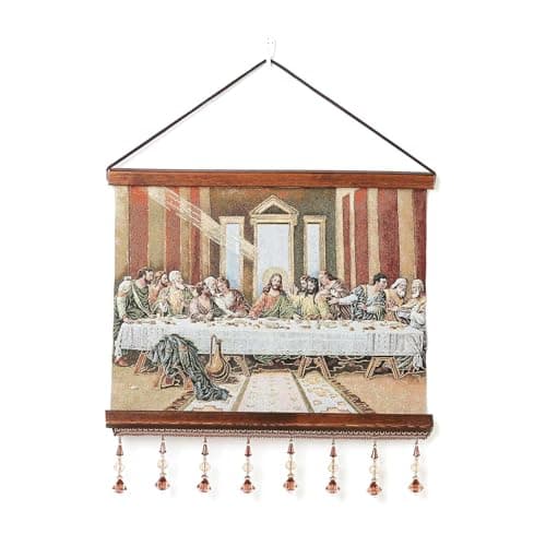 HZMAN Retro Handmade Jesus and Virgin Mary Wall Art Decor - Sacred Heart Aesthetic for Living Room or Bedroom, Framed 16x12.5 Inch