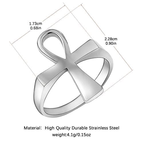 Stainless Steel Ankh Cross Ring for Men Women