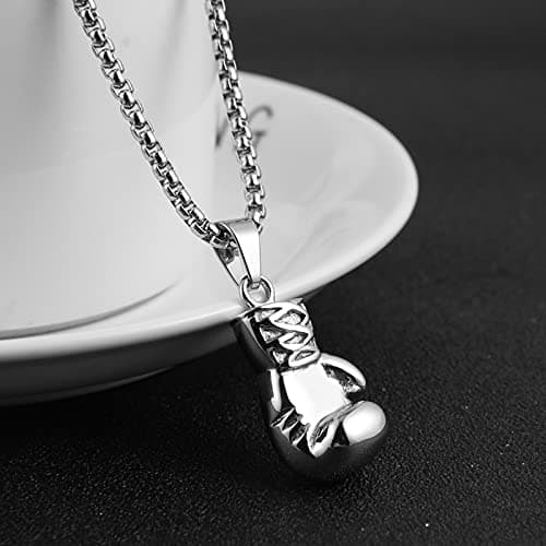 Stainless Steel Boxing Glove Chain Pendant Necklace for Men and Women