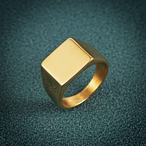 Stainless Steel Square Signet Ring - Men and Women