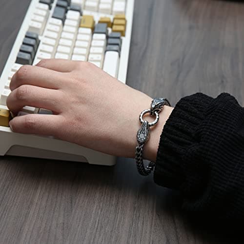 Retro Dragon Head Bracelet Stainless Steel Gothic Punk Black Dragon Bangle Cuban Chain Link Bracelet Biker Party Jewelry Gift