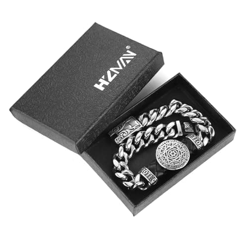 HZMAN Men's Silver Heavy Stainless Steel 8.5" Cuban Link Bracelet