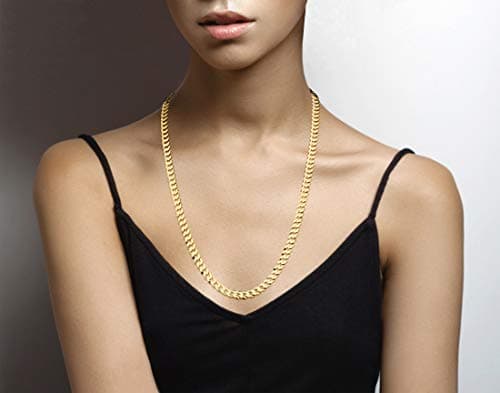 Miabella Italian Sterling Silver & 18K Gold Cuban Link Chain Necklace