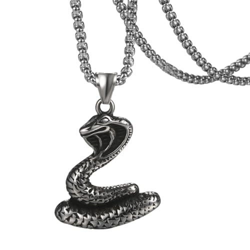 OIDEA Retro Gothic Snake Pendant Necklace: Silver Punk Jewelry for Men and Women