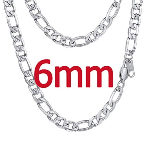 PROSTEEL Black 18K Gold Plated 316L Stainless Steel Figaro Chain Necklace, 14-30inch