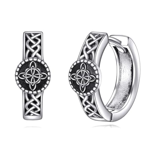 Celtic Knot Hoop Earrings 925 Sterling Silver Vintage Irishmens Women