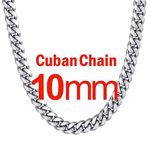 Men's Chunky Miami Cuban Chain Necklace with Custom Options - Available in Various Widths and Lengths, Gold Plated, Stainless Steel, or Black - Comes with Gift Box