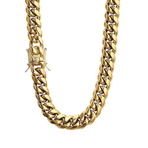 Mens Heavy Miami Cuban Link Chain 14k Gold Plated Choker Necklace/Bracelet