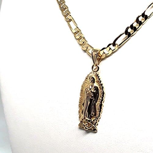 Fran & Co. Gold Plated Virgin Mary Figaro Necklace 26"