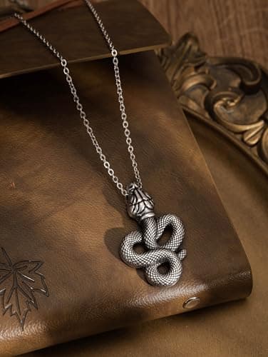 Gothic Snake Pendant Necklace for Men and Women - Punk Animal Jewelry