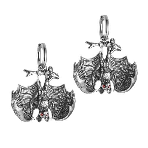 HZMAN Bat Earring Stainless Steel Gothic Punk Halloween Jewelry Gift for Men Women