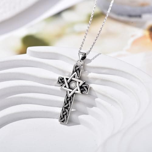 TALYKONG Celtic Cross Necklace & Star of David for Men & Women Judaic Jewelry Gifts