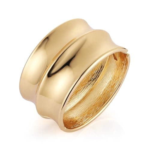 HZMAN Women's 7.0 Inch Thick Wide Irregular Open Hinge Bangle Bracelet Jewelry Gift