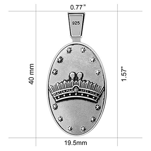 VENICEBEE Guadalupe Nuestra Señora Medal Devotional Pendant Necklace - Sterling Silver + Gift Box