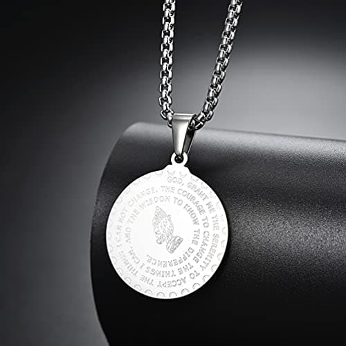 Christian Serenity Prayer Necklace with Lord's Prayer Pendant