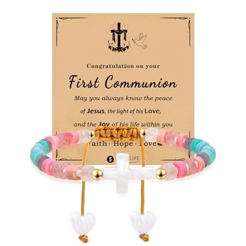 Smilelife Inspirational Cross Bracelet & Blessing Card for Boys & Girls, Easter & Communion Gift