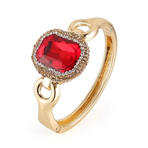 Crystal Rhinestone Bracelet for Women - Retro Antique 18K Gold Plated Cuff - Large Size Jewelry Gift