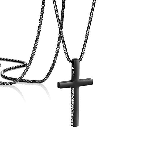 Christian Cross Necklace for Men Gold Silver Black Gifts