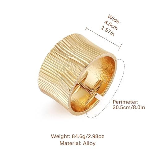 HZMAN Thick Wide Open Hinge Bangle Bracelet for Women Jewelry Gift