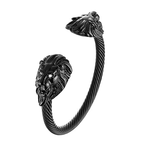 HZMAN Lion Bracelet Stainless Steel Gold Plated Biker Punk