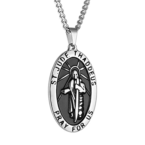 HZMAN Stainless Steel Religious Christian Amulet Pendant Necklace