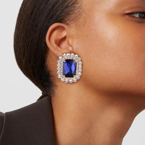 HZMAN Crystal Stud Earrings for Women Bridal & Wedding Party Jewelry