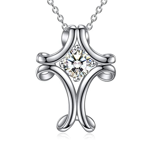 YONFQE Celtic Knot Sterling Silver Abalone Cross Pendant Jewelry for Women