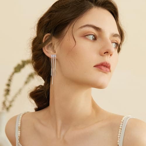 3 Pairs Clip-on Earrings for Women and Girls: Silver Tassel/Teardrop Crystal CZ Dangle Earrings